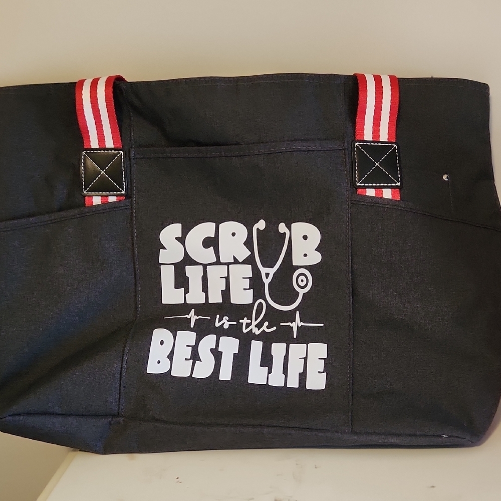 Black and Red Tote Bag with Medical Theme